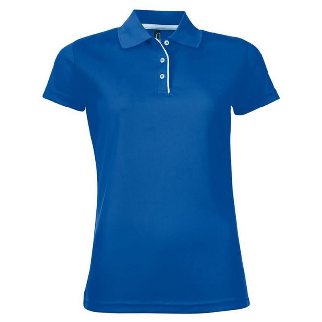 Royal Blue - Front - SOLS Womens-Ladies Performer Short Sleeve Pique Polo Shirt
