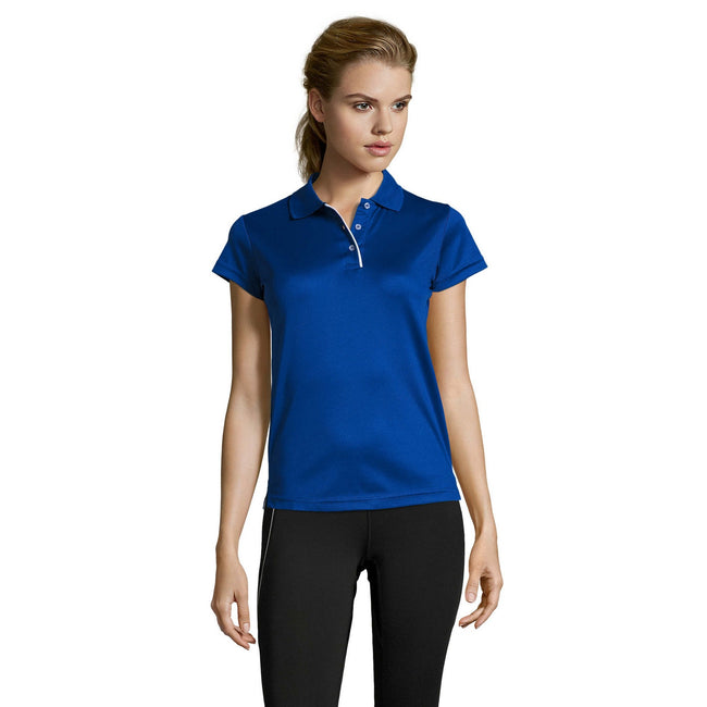 Royal Blue - Back - SOLS Womens-Ladies Performer Short Sleeve Pique Polo Shirt