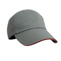 Grey-Red - Front - Result Unisex Herringbone Contrast Colour Sandwich Peak Baseball Cap