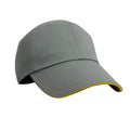 Grey-Yellow - Front - Result Unisex Herringbone Contrast Colour Sandwich Peak Baseball Cap