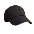 Black-Tan - Front - Result Unisex Herringbone Contrast Colour Sandwich Peak Baseball Cap