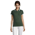 Forest-White - Back - SOLS Womens-Ladies Pasadena Tipped Short Sleeve Pique Polo Shirt