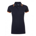 French Navy-Neon Orange - Front - SOLS Womens-Ladies Pasadena Tipped Short Sleeve Pique Polo Shirt