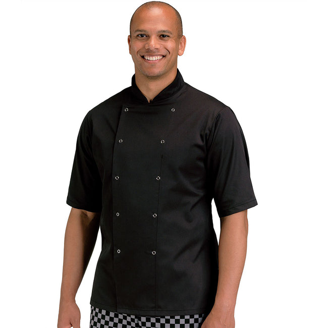 Black - Back - AFD Adults Unisex Short Sleeve Chefs Jacket