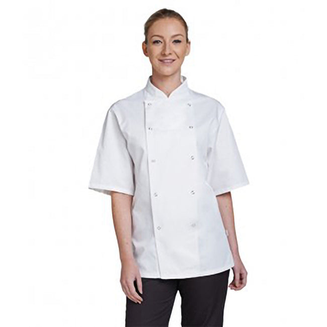 White - Lifestyle - AFD Adults Unisex Short Sleeve Chefs Jacket