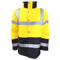 Yellow-Navy - Front - Portwest Mens Hi-Vis Waterproof Contrast Panel Traffic Jacket