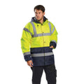 Yellow-Navy - Side - Portwest Mens Hi-Vis Waterproof Contrast Panel Traffic Jacket