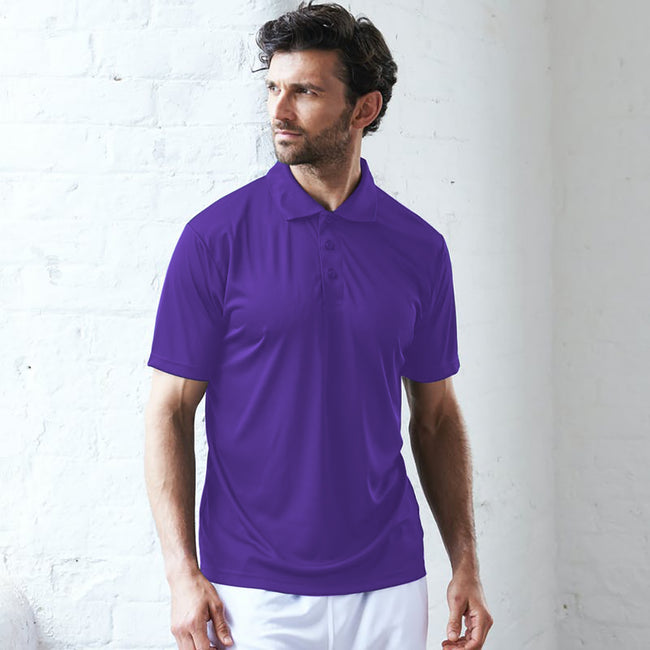 Purple - Back - AWDis Just Cool Mens Smooth Short Sleeve Polo Shirt