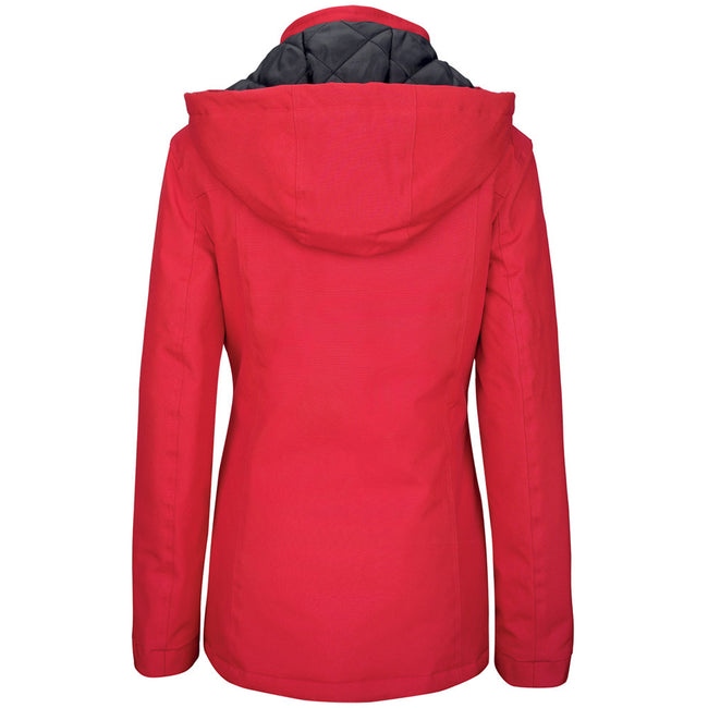 Red - Back - Kariban Womens-Ladies Hooded Parka Jacket
