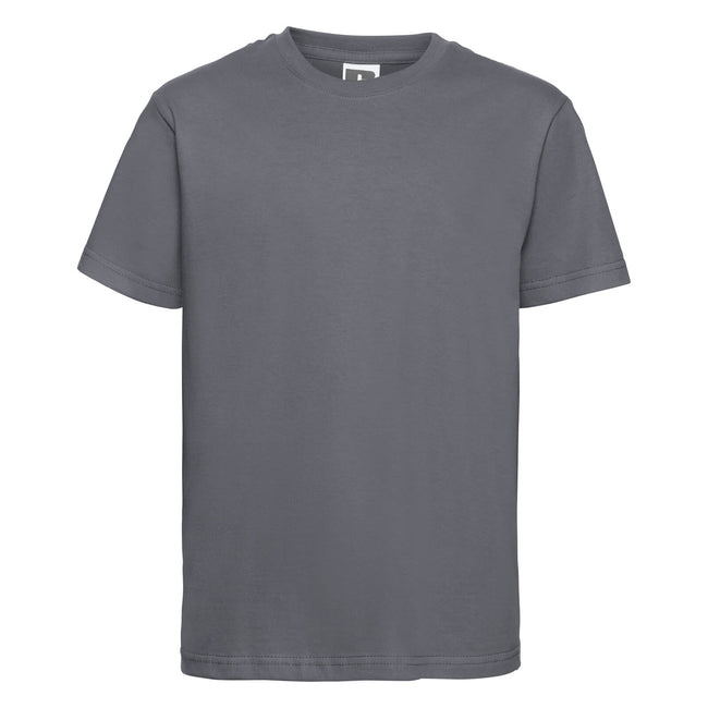 Convoy Grey - Front - Russell Childrens-Kids Slim Short Sleeve T-Shirt
