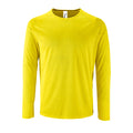 Neon Yellow - Front - SOLS Mens Sporty Long Sleeve Performance T-Shirt