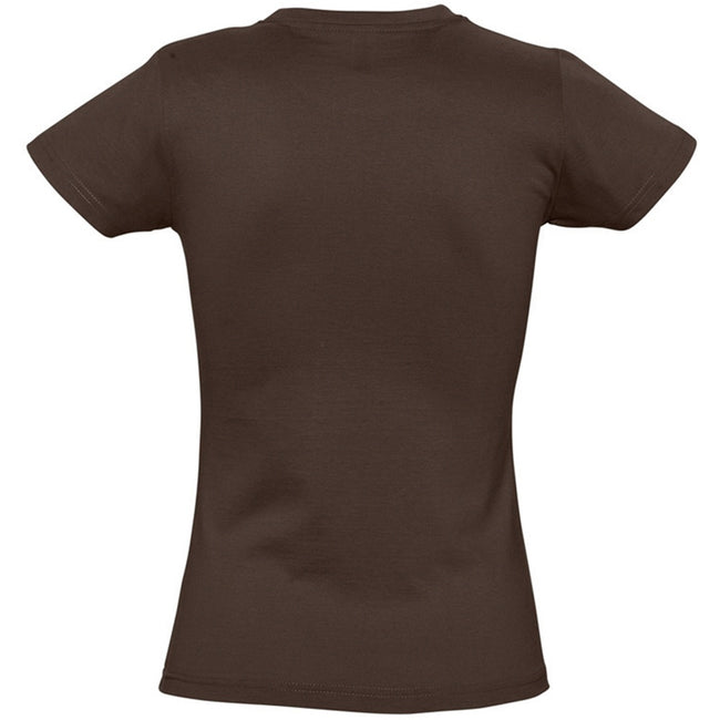 Chocolate - Back - SOLS Womens-Ladies Imperial Heavy Short Sleeve T-Shirt