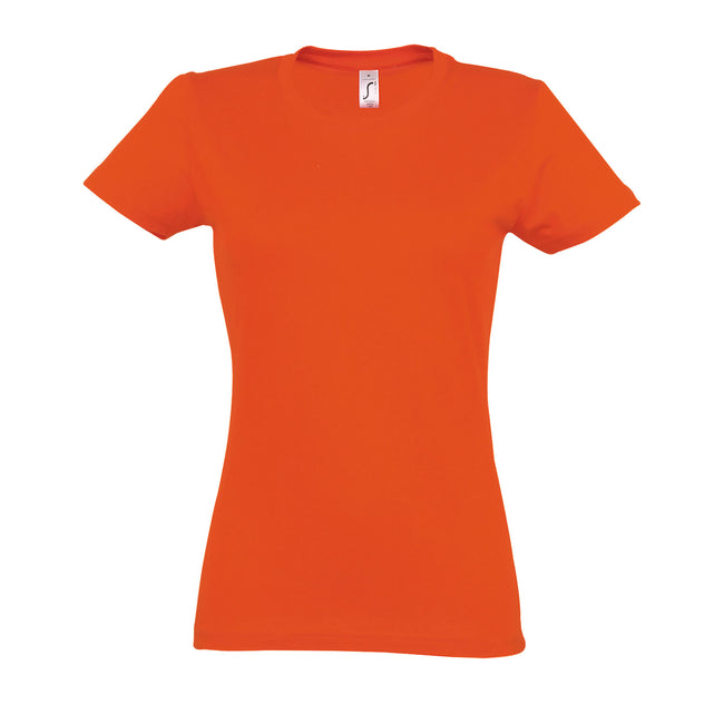Orange - Front - SOLS Womens-Ladies Imperial Heavy Short Sleeve T-Shirt