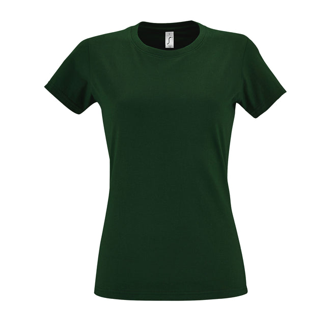 Bottle Green - Front - SOLS Womens-Ladies Imperial Heavy Short Sleeve T-Shirt