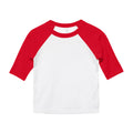 White-Red - Front - Bella + Canvas Youths 3-4 Sleeve Baseball T-Shirt