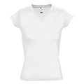 White - Front - SOLs Womens-Ladies Moon V Neck Short Sleeve T-Shirt