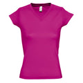 Fuchsia - Front - SOLs Womens-Ladies Moon V Neck Short Sleeve T-Shirt