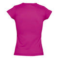 Fuchsia - Side - SOLs Womens-Ladies Moon V Neck Short Sleeve T-Shirt