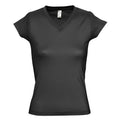 Dark Grey - Front - SOLs Womens-Ladies Moon V Neck Short Sleeve T-Shirt
