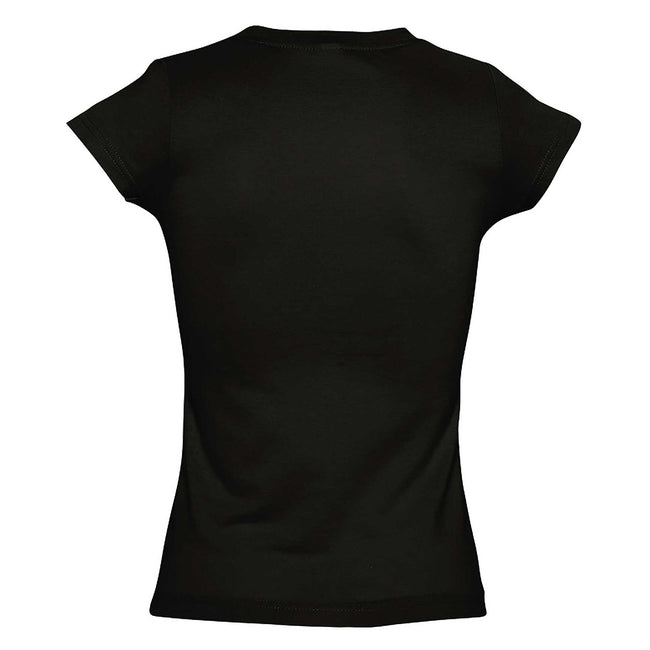 Deep Black - Side - SOLs Womens-Ladies Moon V Neck Short Sleeve T-Shirt