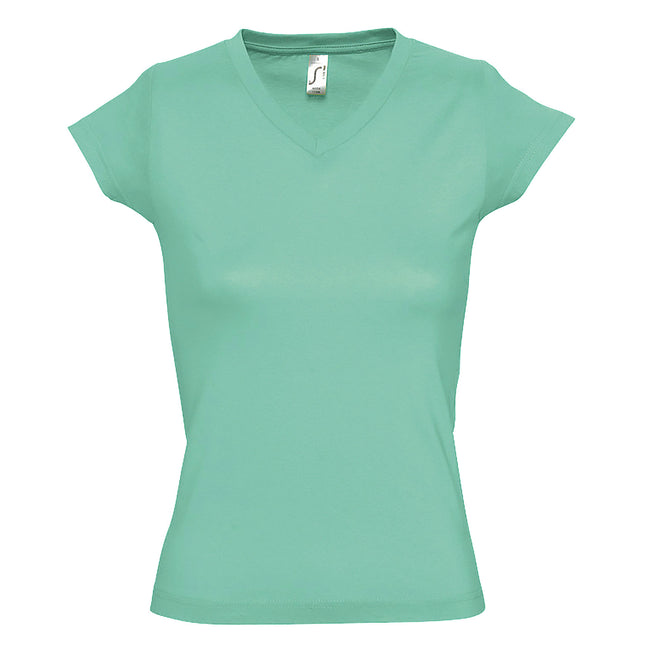 Mint - Front - SOLs Womens-Ladies Moon V Neck Short Sleeve T-Shirt