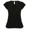 Black - Front - Henbury Womens-Ladies Pleat Front Short Sleeve Top