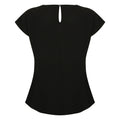 Black - Back - Henbury Womens-Ladies Pleat Front Short Sleeve Top