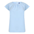 Light Blue - Front - Henbury Womens-Ladies Pleat Front Short Sleeve Top