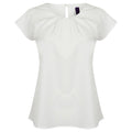 White - Front - Henbury Womens-Ladies Pleat Front Short Sleeve Top