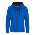 Royal Blue-Jet Black - Front - AWDis Just Hoods Mens Contrast Sports Polyester Full Zip Hoodie