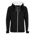 Jet Black-Arctic White - Front - AWDis Just Hoods Mens Contrast Sports Polyester Full Zip Hoodie