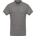 Storm Grey - Front - Kariban Mens Organic Pique Polo Shirt