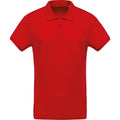 Red - Front - Kariban Mens Organic Pique Polo Shirt