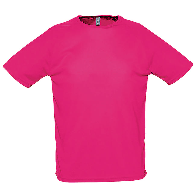 Neon Pink - Front - SOLS Mens Sporty Short Sleeve Performance T-Shirt