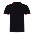 Black-Red - Front - AWDis Mens Stretch Tipped Piqu Polo Shirt