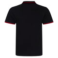 Black-Red - Back - AWDis Mens Stretch Tipped Piqu Polo Shirt