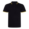 Black-Yellow - Front - AWDis Mens Stretch Tipped Piqu Polo Shirt