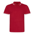 Red-White - Front - AWDis Mens Stretch Tipped Piqu Polo Shirt