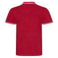 Red-White - Back - AWDis Mens Stretch Tipped Piqu Polo Shirt