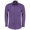 Purple - Front - Kustom Kit Mens Long Sleeve Tailored Poplin Shirt