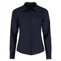Dark Navy - Front - Kustom Kit Womens-Ladies Long Sleeve Tailored Poplin Shirt