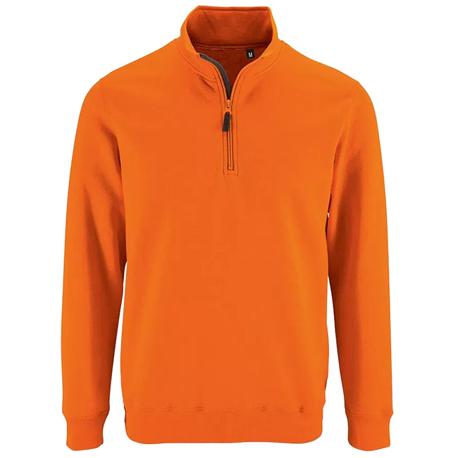 Orange - Front - SOLS Mens Stan Contrast Zip Neck Sweatshirt
