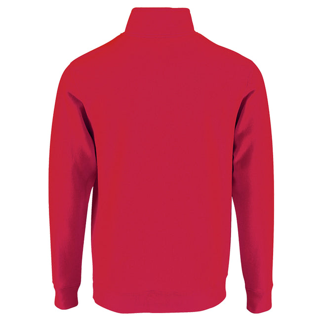 Red - Back - SOLS Mens Stan Contrast Zip Neck Sweatshirt