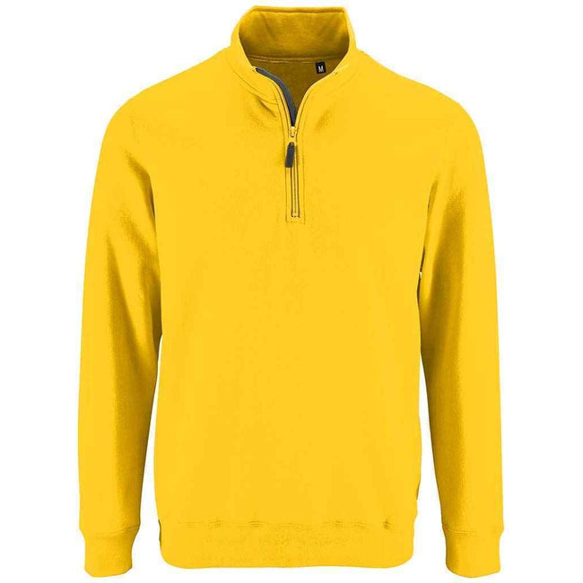 Gold - Front - SOLS Mens Stan Contrast Zip Neck Sweatshirt