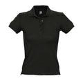 Black - Front - SOLS Womens-Ladies People Pique Short Sleeve Cotton Polo Shirt