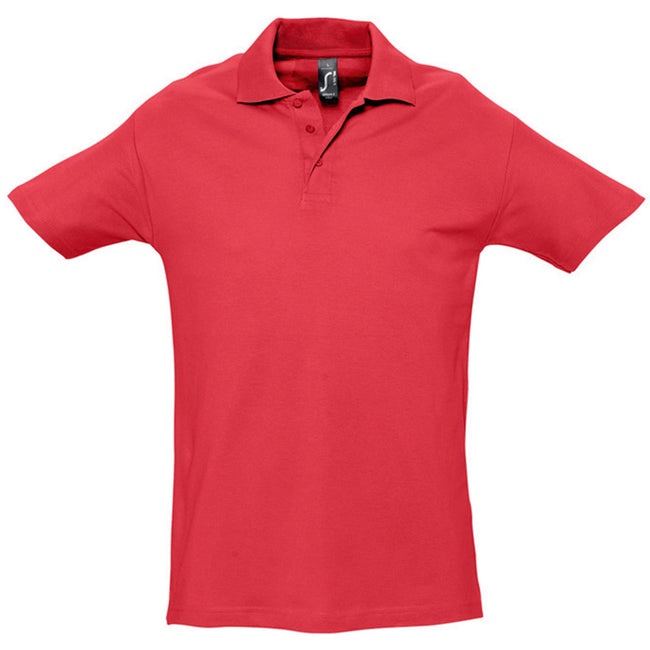 Red - Front - SOLS Mens Spring II Short Sleeve Heavyweight Polo Shirt