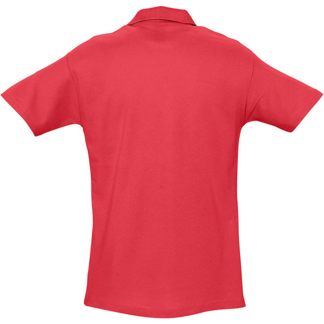 Red - Back - SOLS Mens Spring II Short Sleeve Heavyweight Polo Shirt