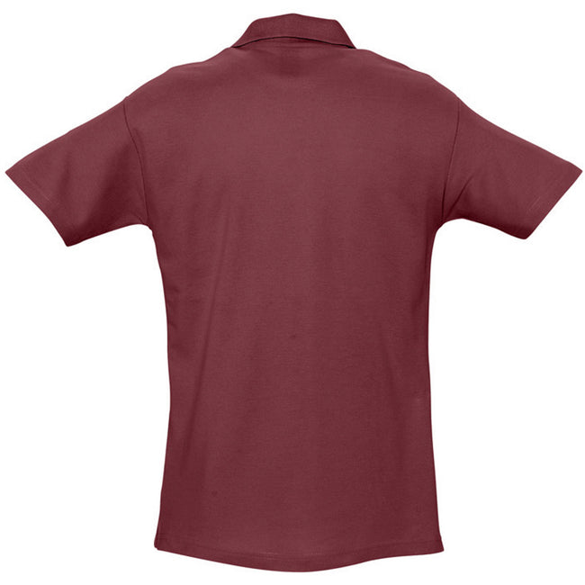 Burgundy - Back - SOLS Mens Spring II Short Sleeve Heavyweight Polo Shirt