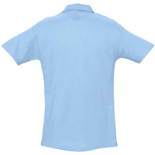 Sky Blue - Back - SOLS Mens Spring II Short Sleeve Heavyweight Polo Shirt