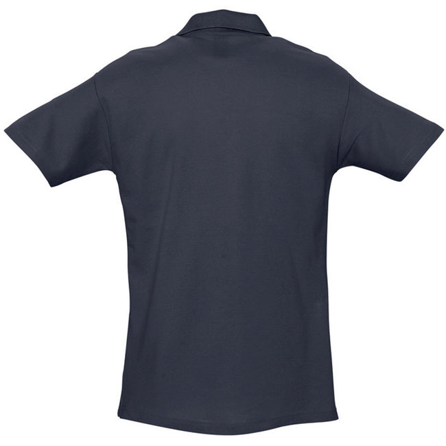 Navy - Back - SOLS Mens Spring II Short Sleeve Heavyweight Polo Shirt